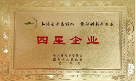 拼搏在线手机版（大中国区）公司荣获地市两级“工业四星企业”荣誉称号